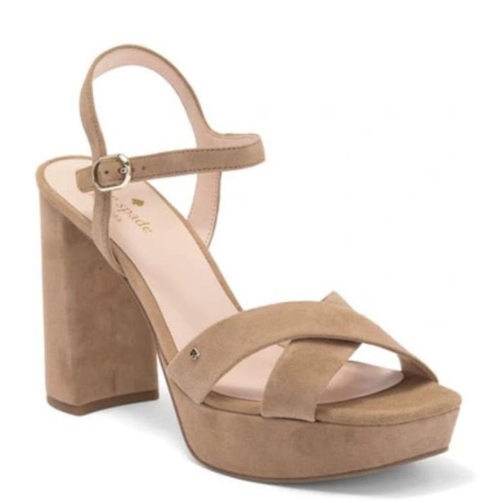 Kate Spade Platform Sandals 11 Minimalist Retro 70s Chic Wedding Nude Tan Delphi